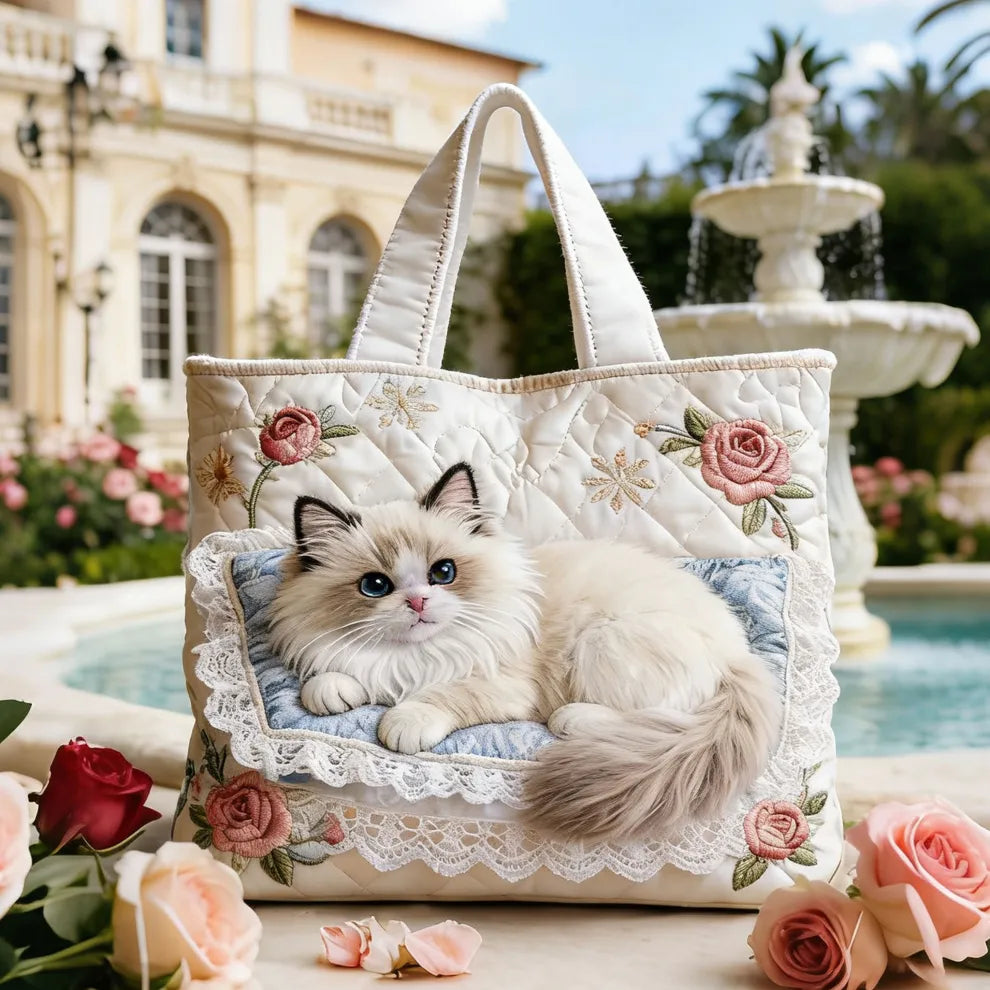 Kit de Gato do Jardim de Rosas - Saco acolchoado Feito à Mão