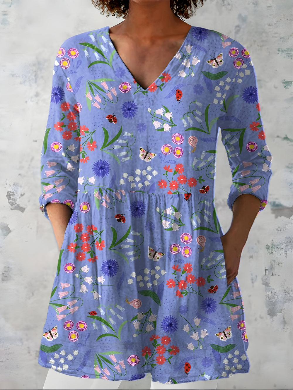 JOSIE | Dolga bluza z V-izrezom