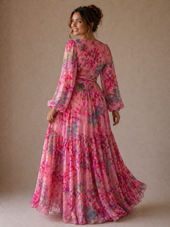 Isabel | Vestido Traçado Floral Fluido