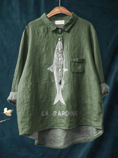 Sofia - Camisa Casual com Design de Sardinha