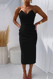 Elisa | Vestido Midi Drapeado Cai-Cai