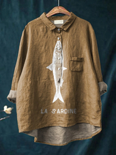 Sofia - Camisa Casual com Design de Sardinha