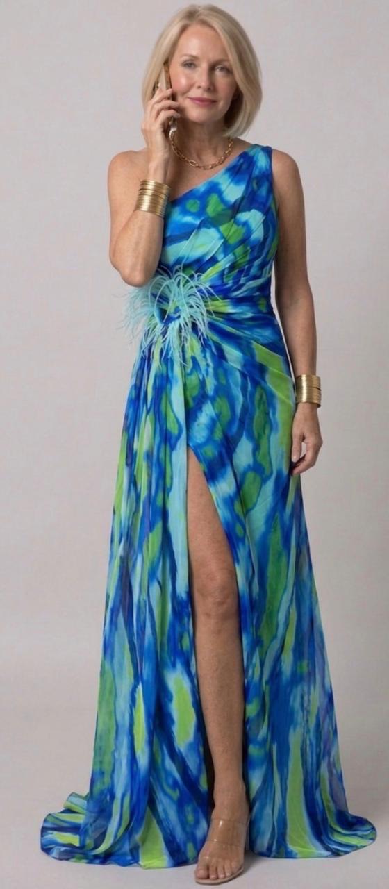 Nicole | Vestido de Gala Drapeado de Um Ombro