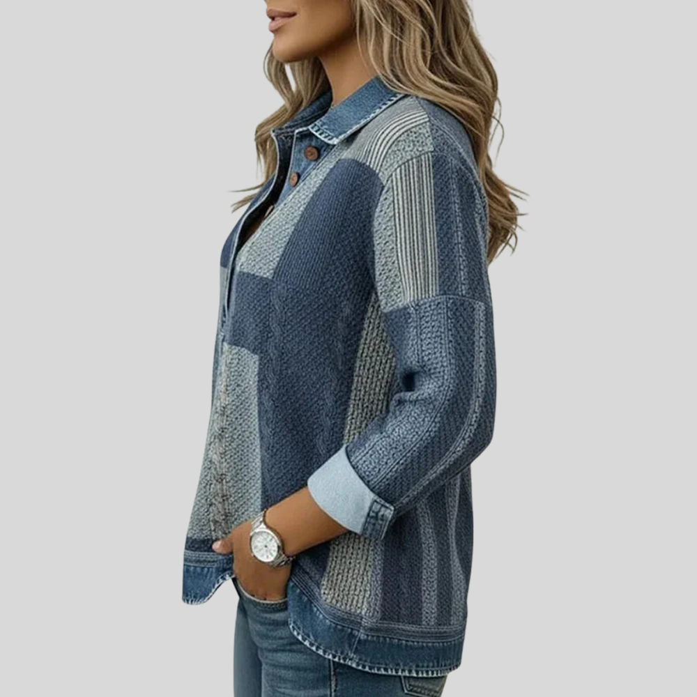 Mariana | Blusa Patchwork com Gola e Botões