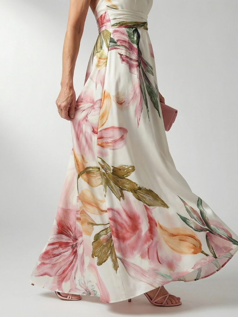 Antónia | Vestido Comprido Floral com Decote Halter