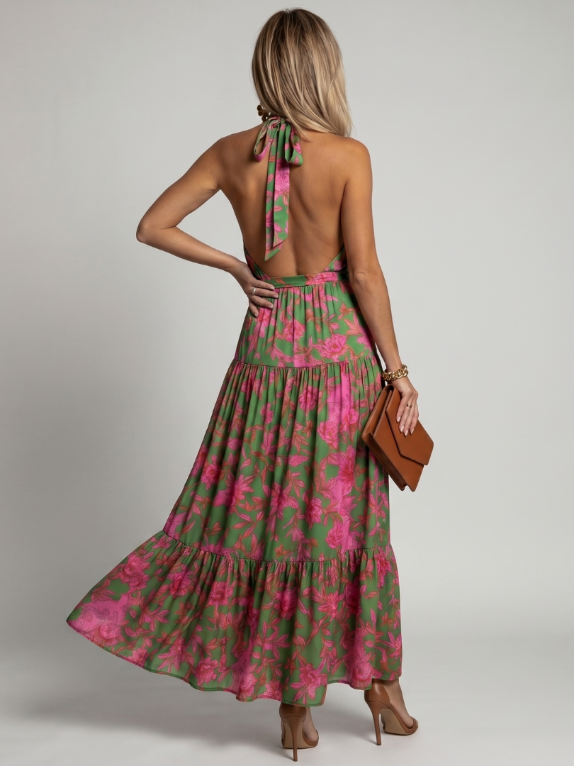 Bárbara | Vestido Halter Comprido Drapeado