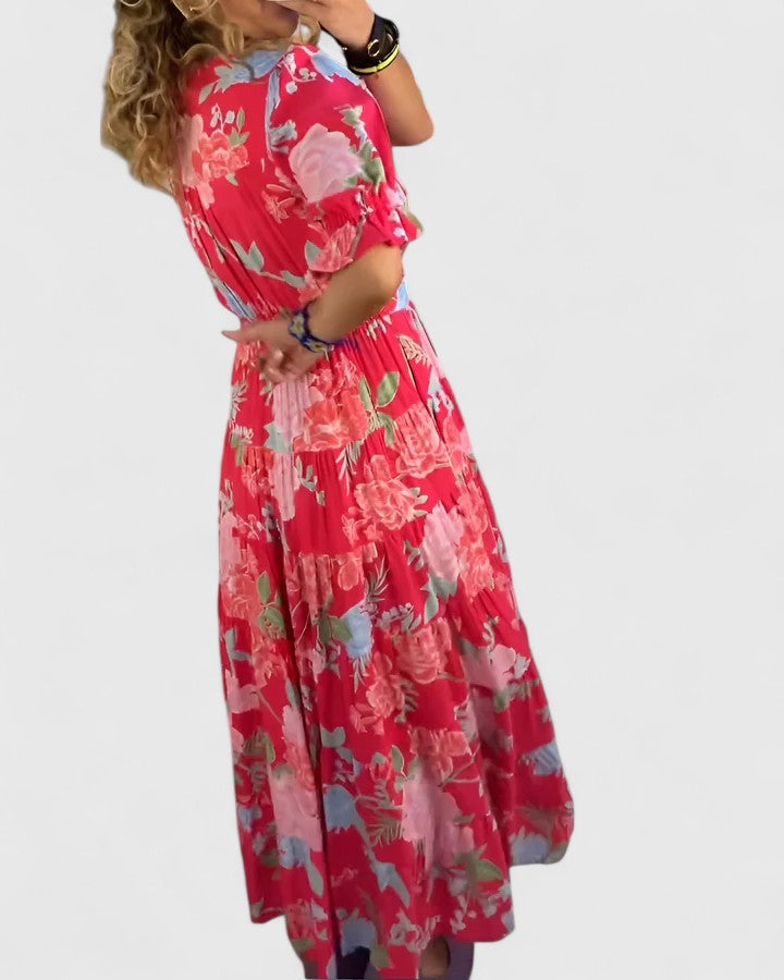Mariana – Vestido floral com decote em V