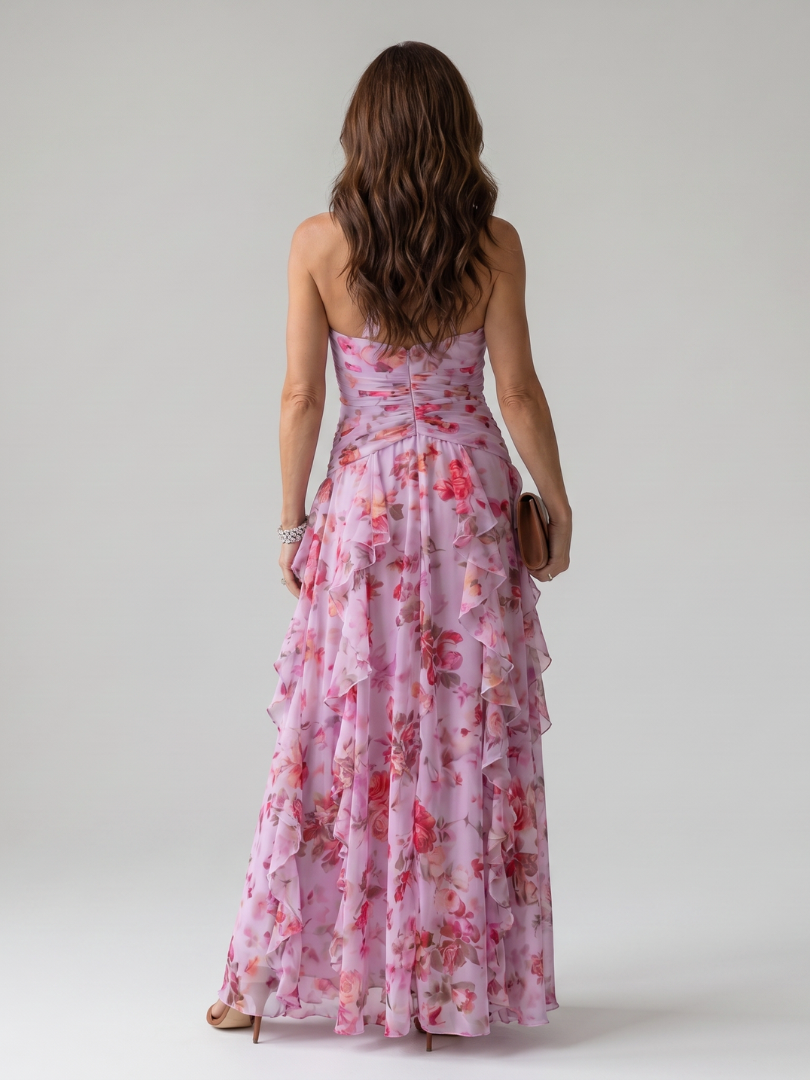 Florinda | Vestido Floral Comprido de Alças ao Pescoço