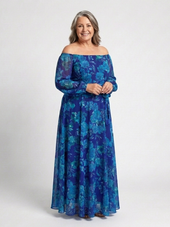 Judite | Vestido Comprido Floral com Ombros Descobertos