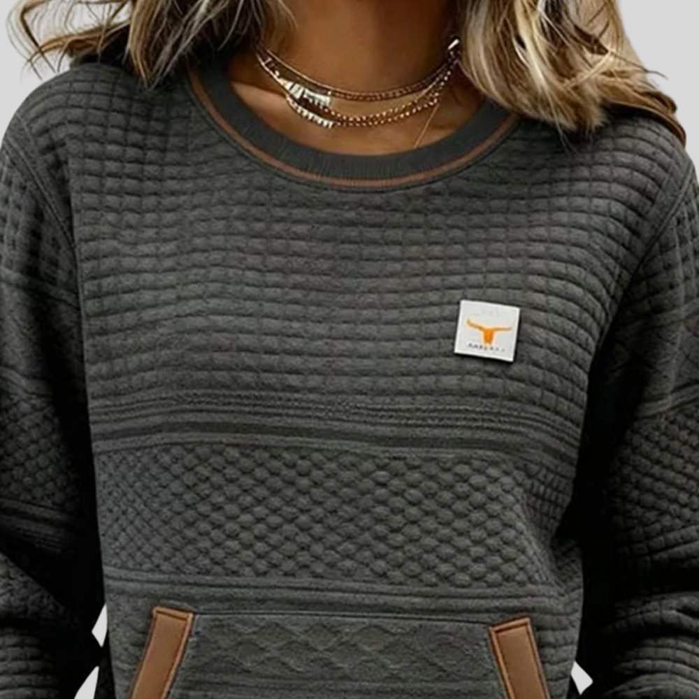 Tânia | Sweatshirt Texturada com Bolso Canguru