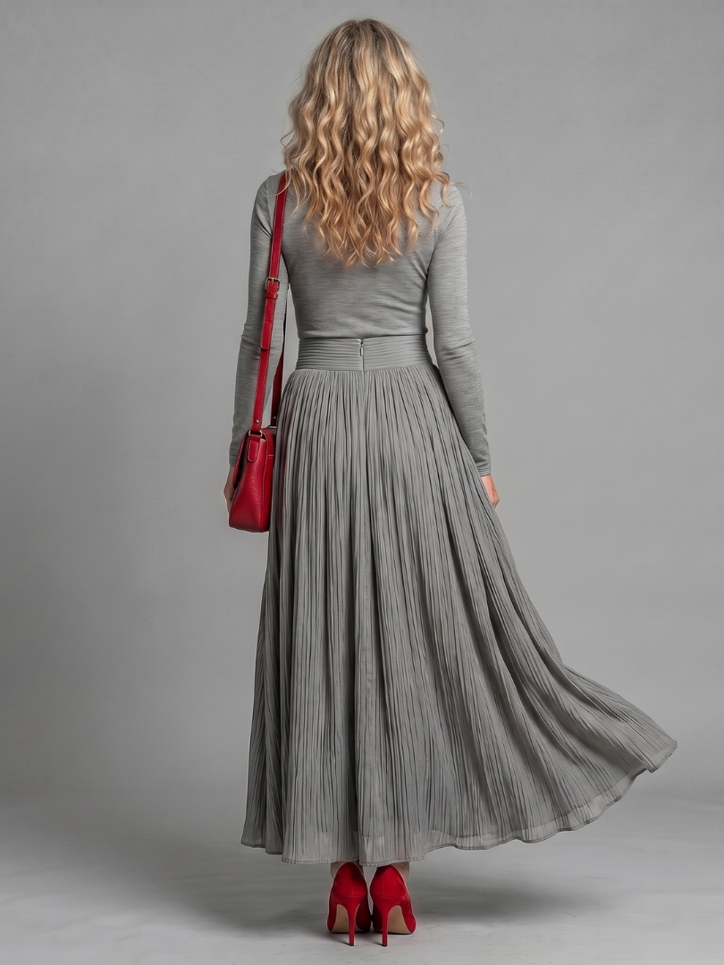 Diana | Vestido Midi de Gola Alta e Manga Comprida