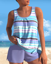 Noémia - Tankini com decote em U e design riscado
