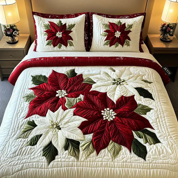 Conjunto de Cama 3 Peças Poinsétia de Inverno
