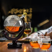 Conjunto Mapa do Mundo Garrafa e Copos de Whisky