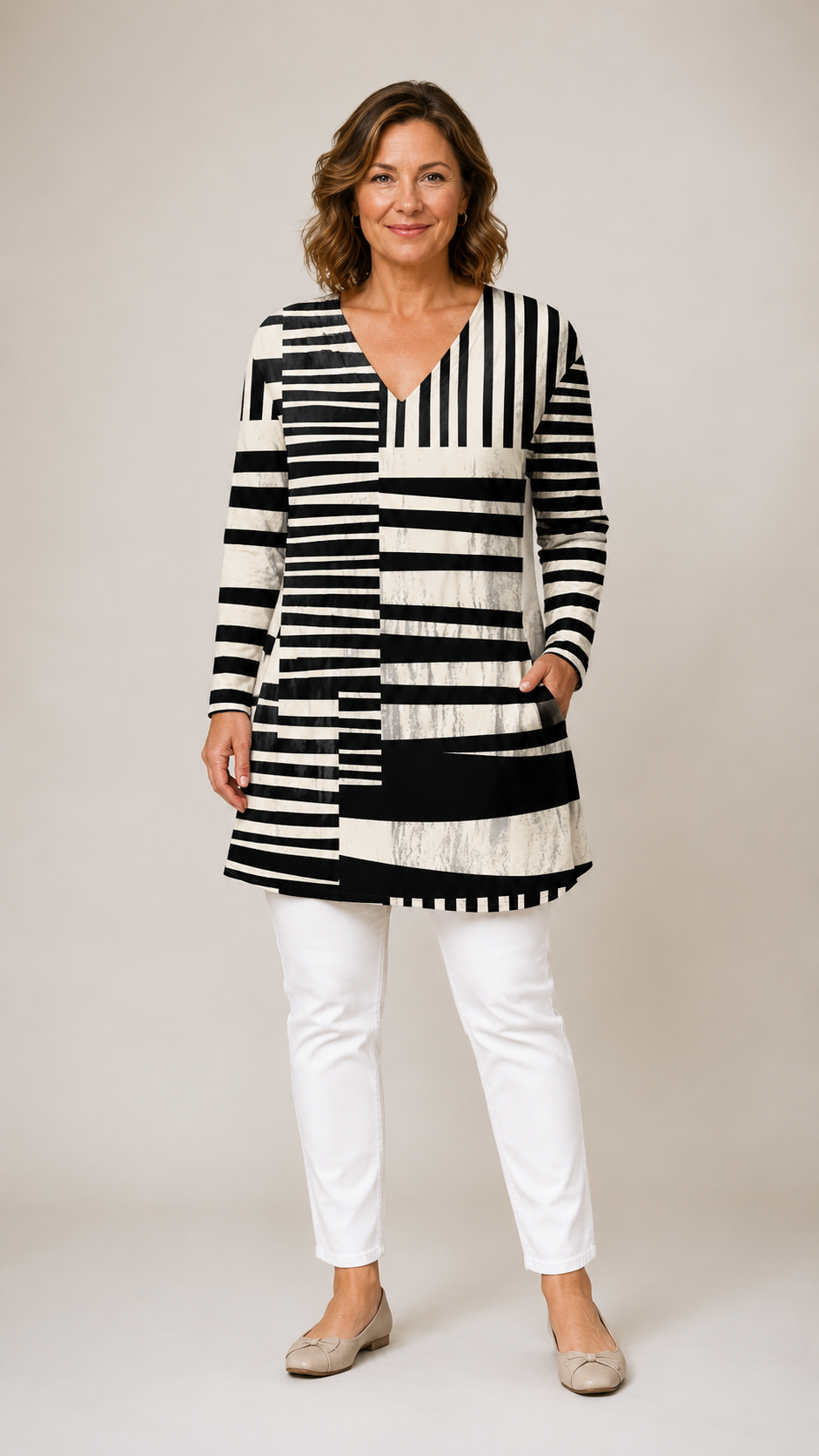 SIENNA | Dolga bluza z V-izrezom