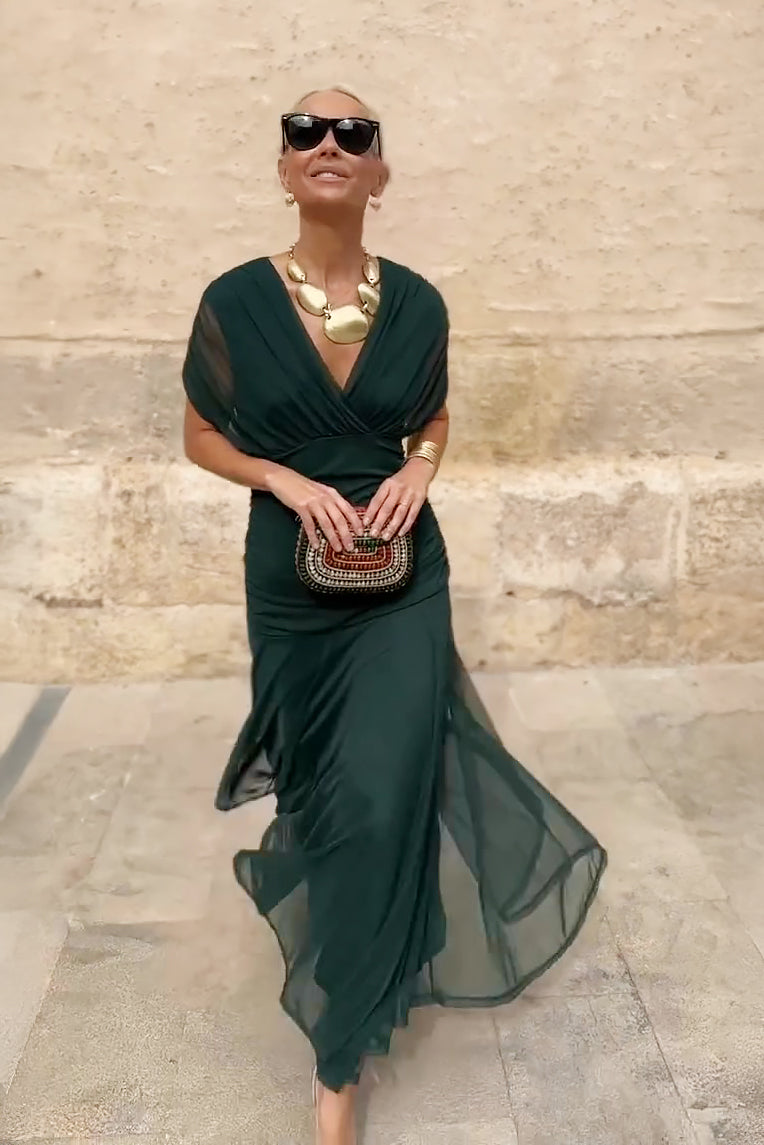 Luísa - Vestido Maxi de Festa Elegante com Decote em V