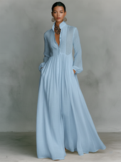 Liana - Vestido maxi minimalista de algodão e linho