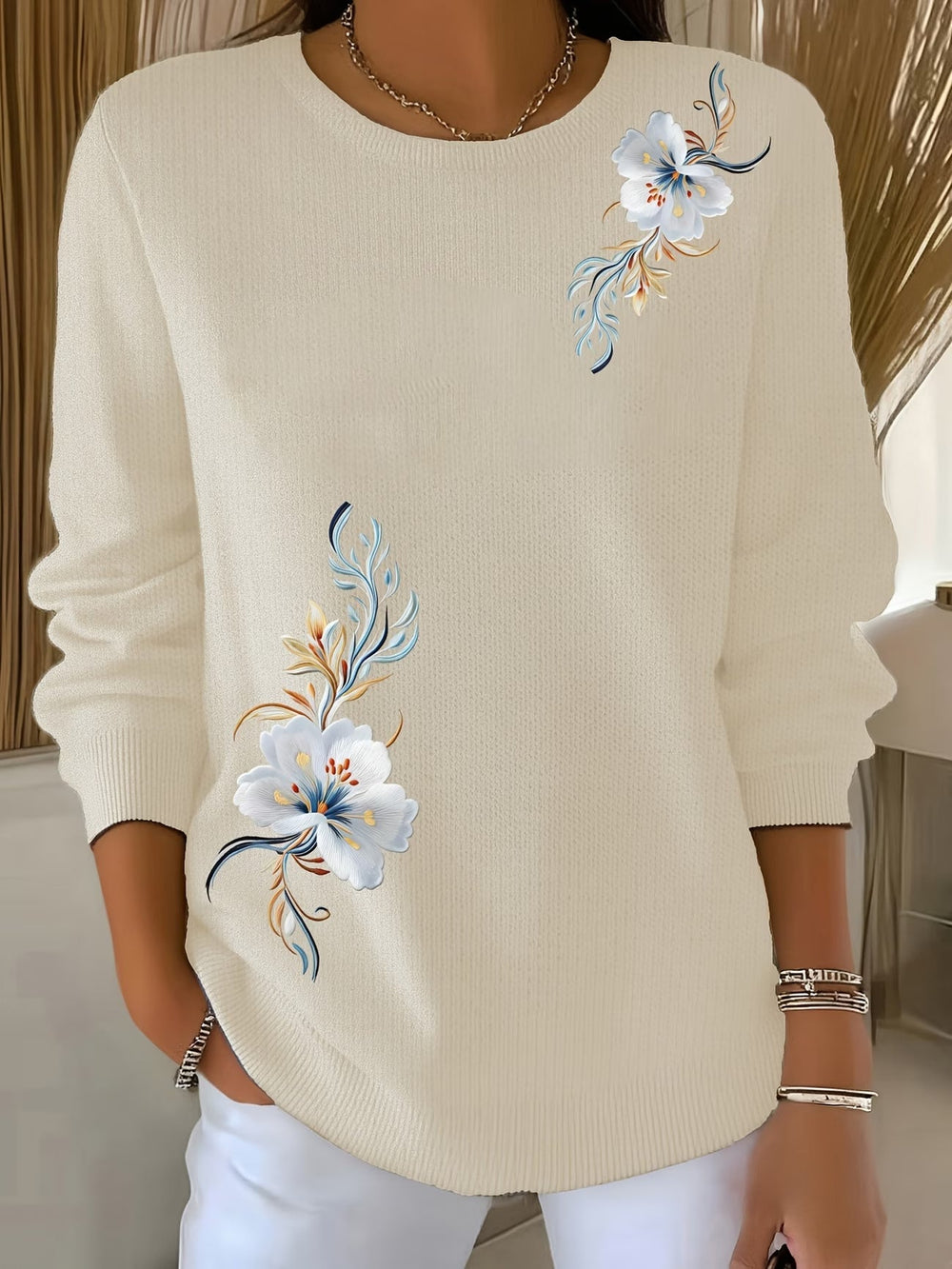 Meyla | Camisola de Malha com Detalhes Florais