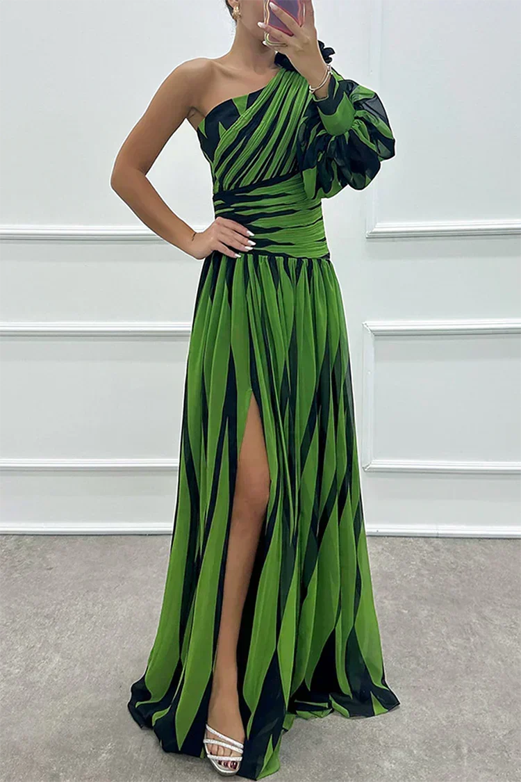 Adelaide | Vestido Comprido Fluido de Um Ombro