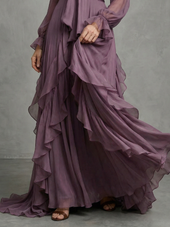 Glória | Vestido Comprido em Camadas com Laço ao Pescoço
