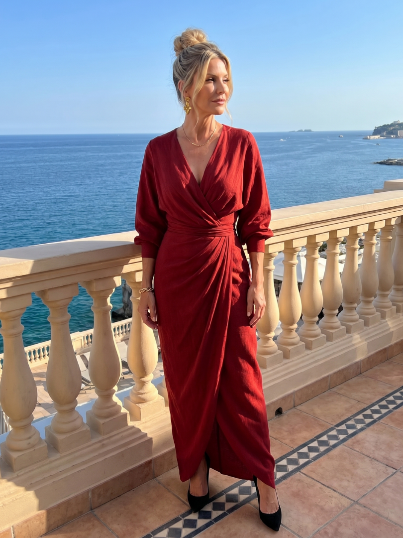 Sónia | Vestido Midi Traçado Drapeado