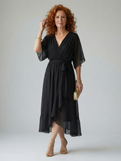 Mirela | Vestido Midi Suavemente Drapeado
