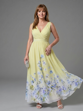 Daniela | Vestido Midi sem Mangas com Barra Floral
