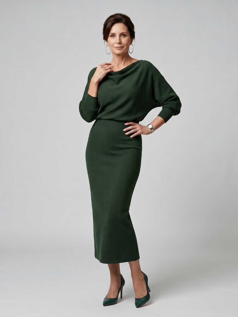 Benedita | Vestido Midi com Decote Drapeado