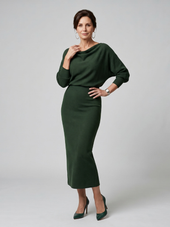 Benedita | Vestido Midi com Decote Drapeado