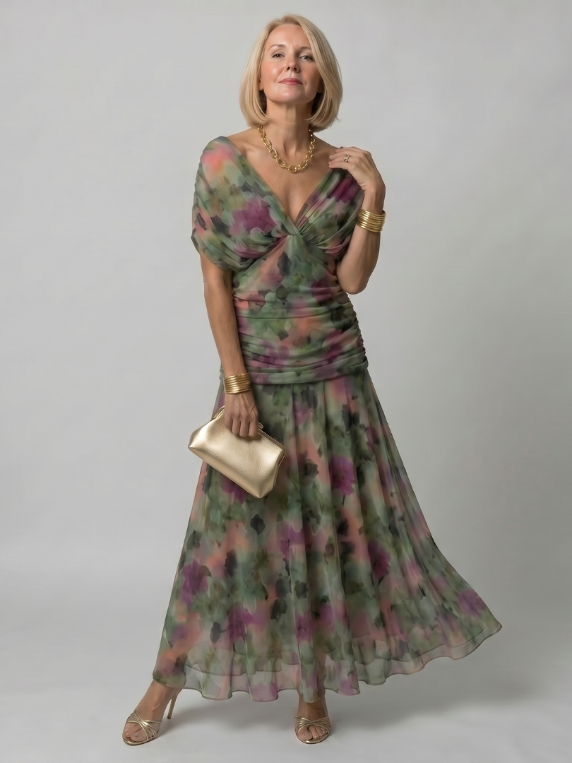 Aurora | Vestido Midi Fluido com Ombros Descobertos
