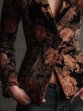 Catarina | Blazer de Alfaiataria Floral Preto e Bronze