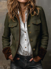 Aurélia | Blazer em Espinha com Debrum em Contraste