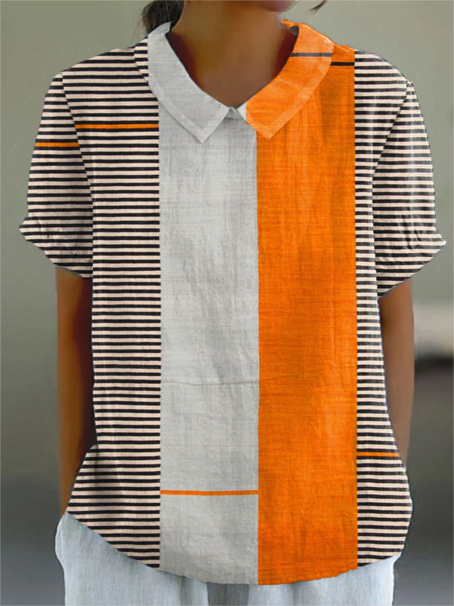 Lena - Camisa Listrada em Bloco de Cores