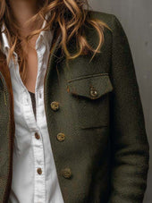 Margarida | Blazer Vintage em Espinha com Debruns Contrastantes