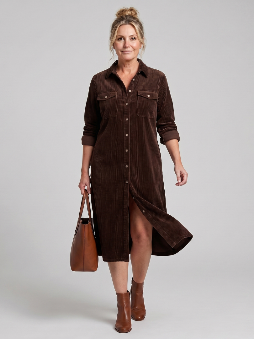 Dora | Vestido Midi com Botões e Bolsos