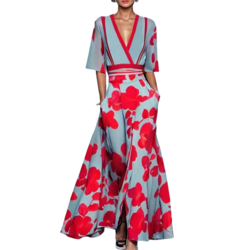 Noélia - Vestido de Primavera Floral com Decote em V