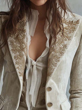 Cristina | Blazer de Alfaiataria Marfim Bordada