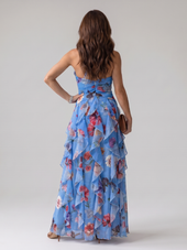 Florinda | Vestido Floral Comprido de Alças ao Pescoço