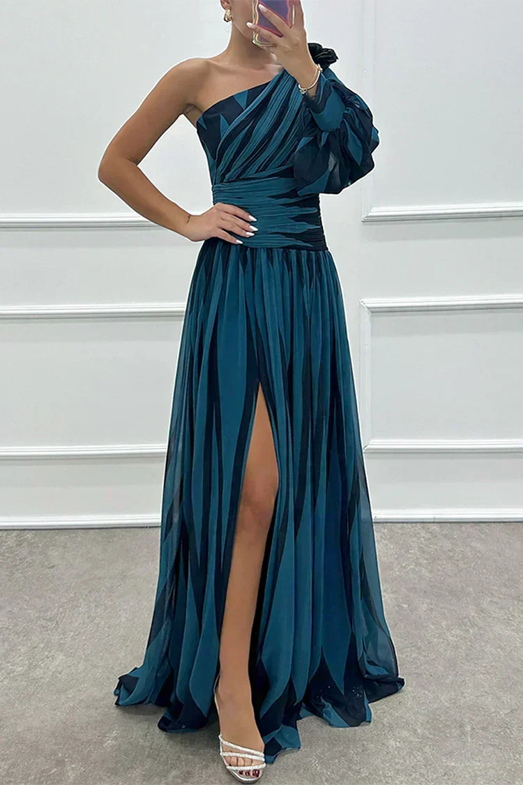 Adelaide | Vestido Comprido Fluido de Um Ombro