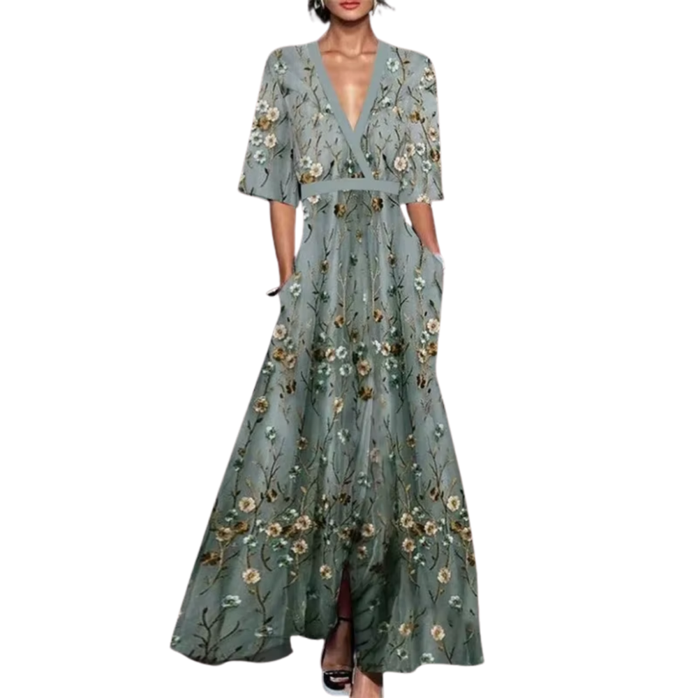 Noélia - Vestido de Primavera Floral com Decote em V