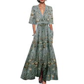 Noélia - Vestido de Primavera Floral com Decote em V