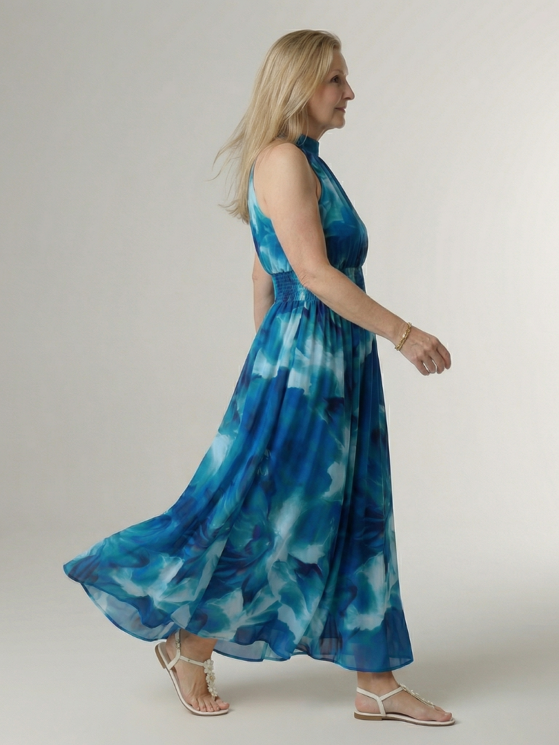 Fátima | Vestido Midi Franzido com Decote Halter