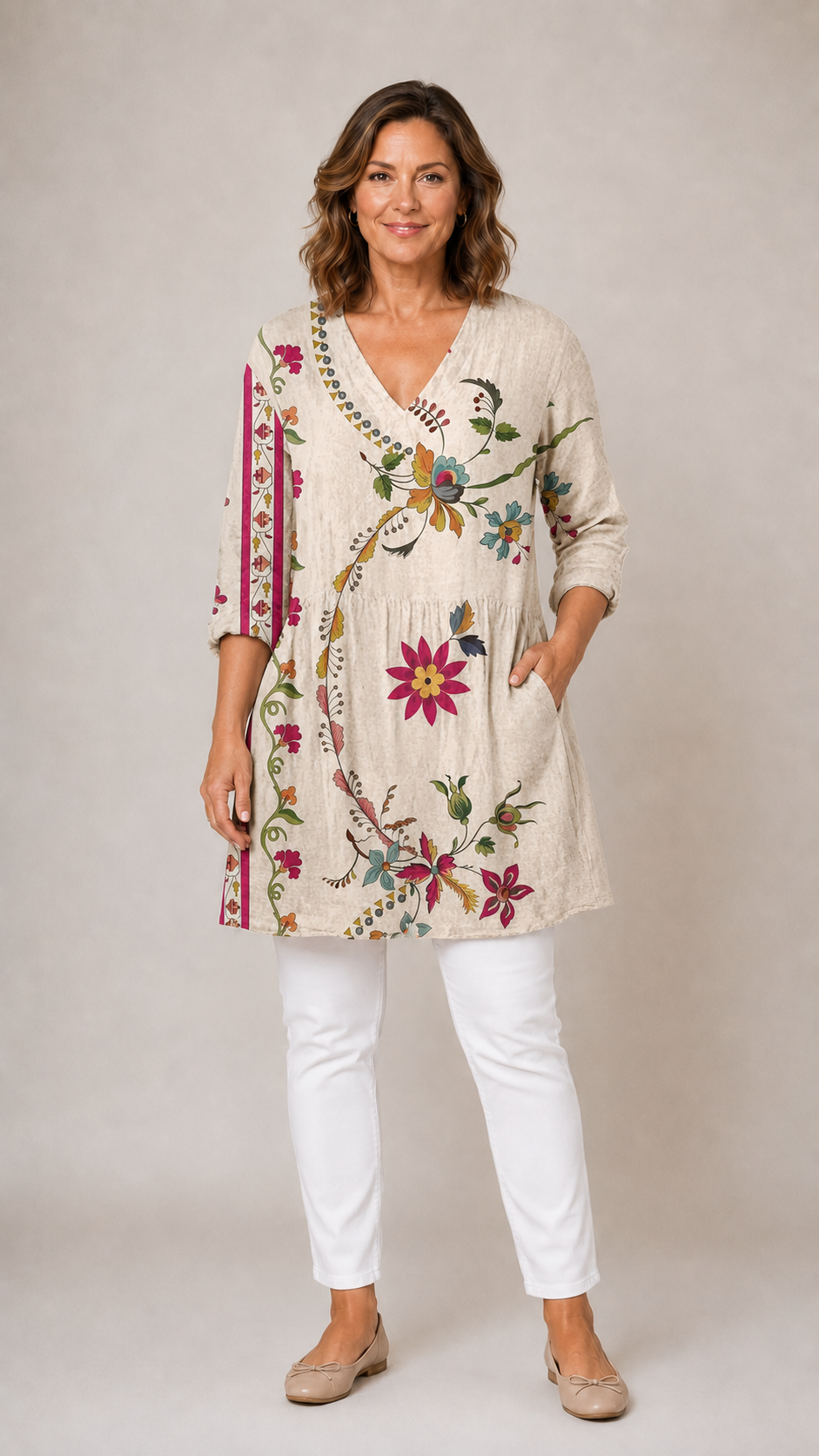 LOTTIE | Dolga bluza z V-izrezom