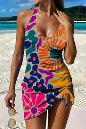 Filipa - Tankini gráfico floral com calções, efeito barriga plana
