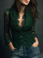 Leonor | Top Blazer com Mangas em Renda