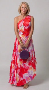 Leonor | Vestido Comprido Estampado de Um Ombro