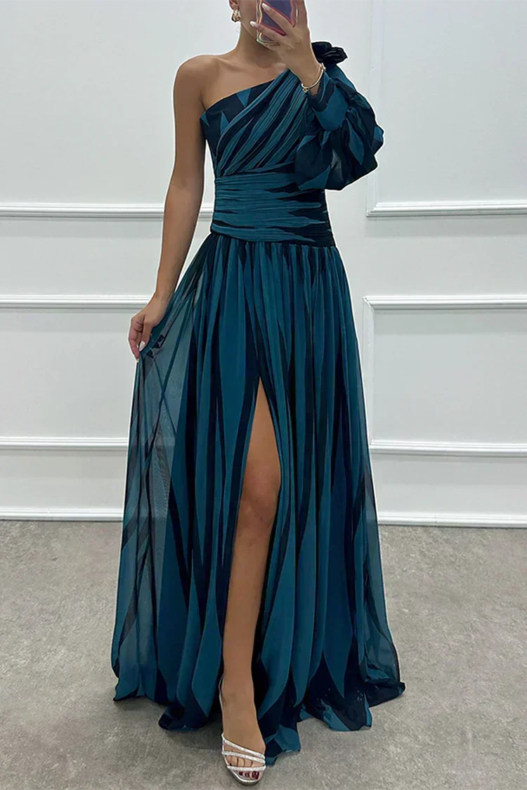 Adelaide | Vestido Comprido Fluido de Um Ombro