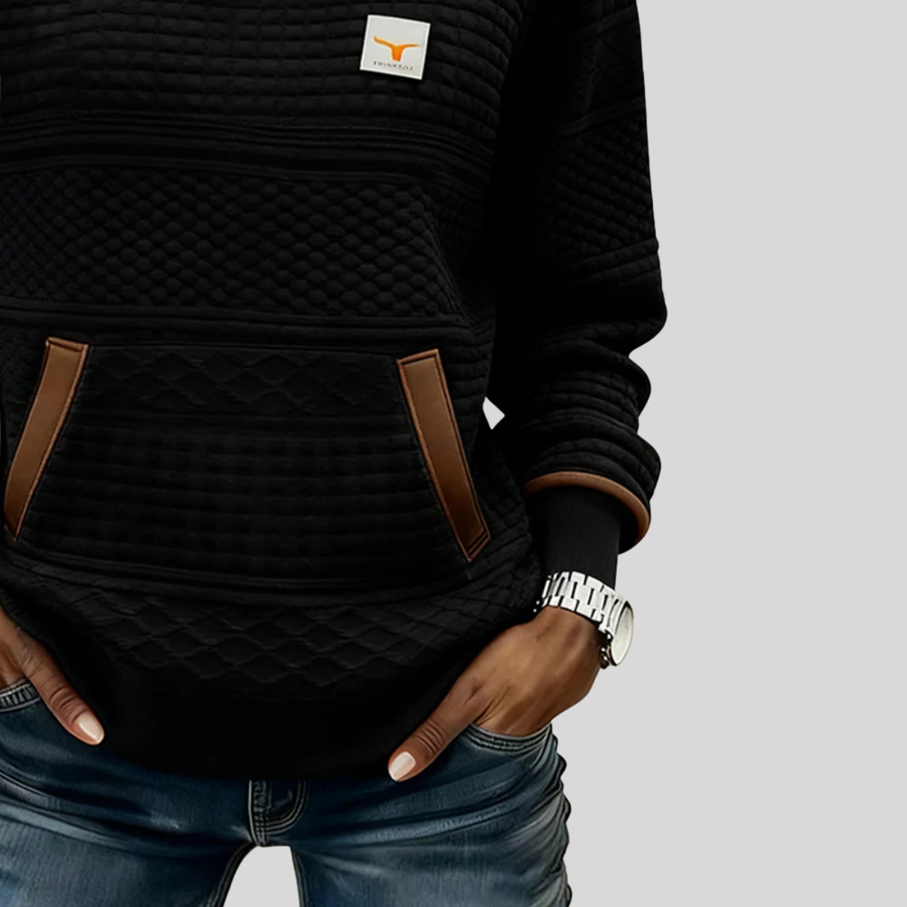 Tânia | Sweatshirt Texturada com Bolso Canguru