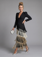 Madalena | Vestido Midi de Manga Comprida com Franjas