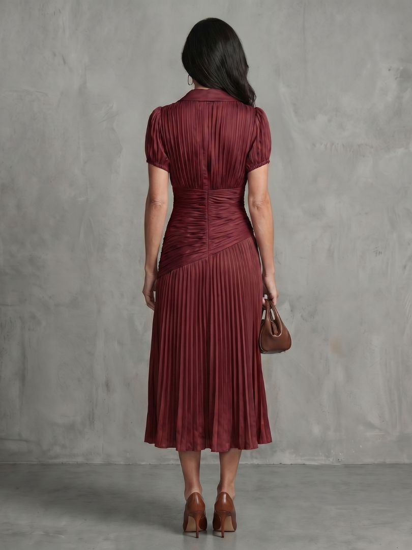 Margarida | Vestido Midi às Riscas com Pregas